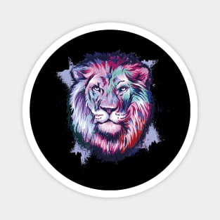 Lion Head in Beautiful Colorful Grunge Style Magnet